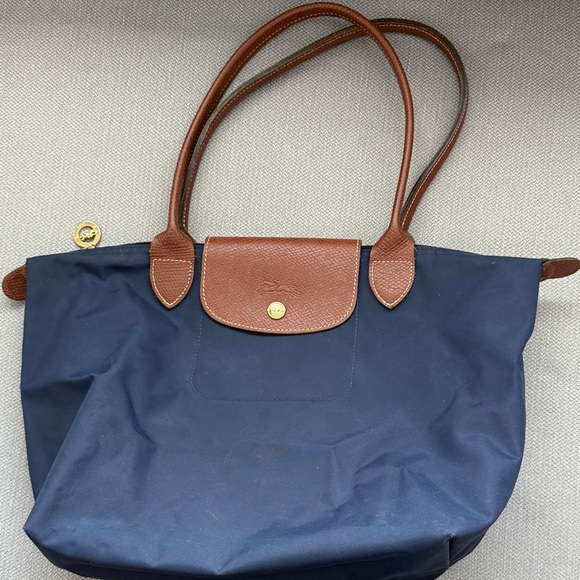 Longchamp Handbags - Longchamp Classic Blue and Brown Tote Size M